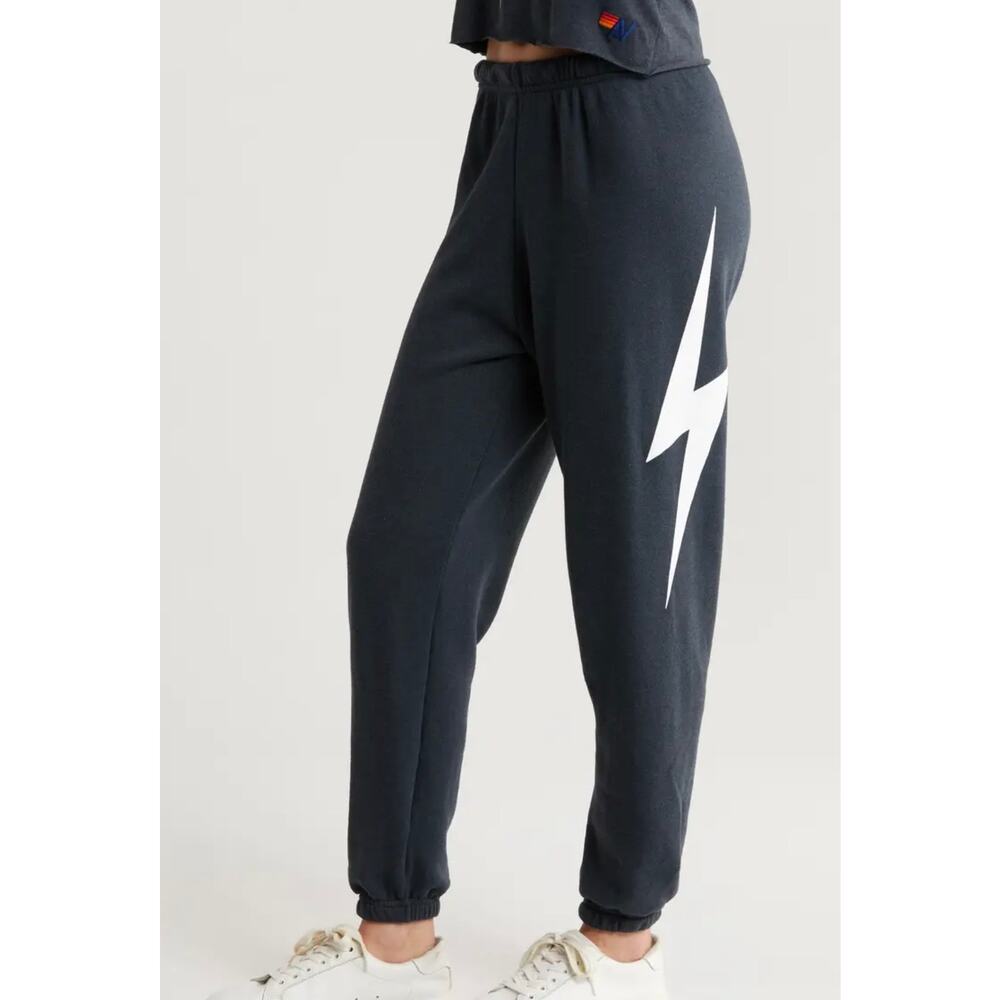 Aviator Nation Bolt Sweatpants - Medium Blue & White Activewear